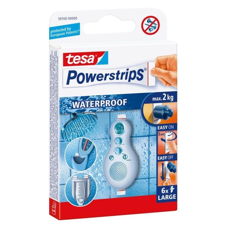 Tesa Powerstrips kleefstrip rechthoek kunststof dubbel wit 6st