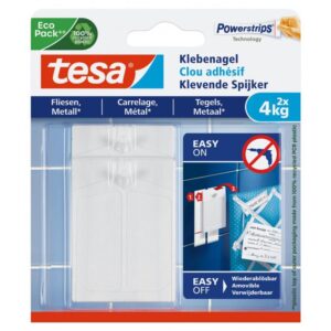 Tesa Powerstrips klevende spijker rechthoek kunststof wit 2st