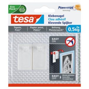 Tesa Powerstrips klevende spijker rechthoek kunststof wit 2st