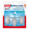 Tesa Powerstrips haak rechthoek kunststof dubbel mat chroom 3st