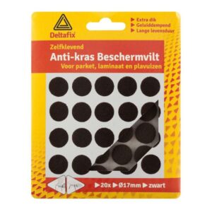 Deltafix anti-krasvilt rond zwart 17mm 20st