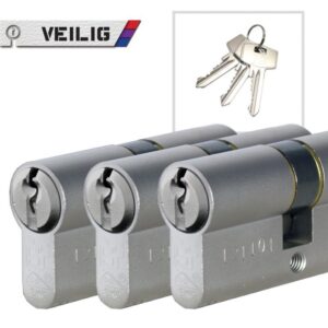 Veilig S6 veiligheidsprofielcilinder 30/30 zilver 3st